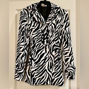 Women’s zebra print pea coat, size medium